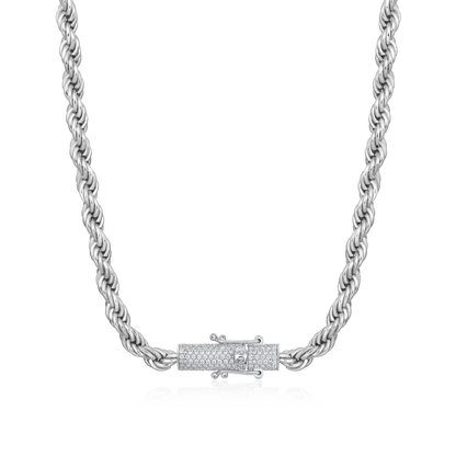 Rope Chain With Iced Clasp - 6mm