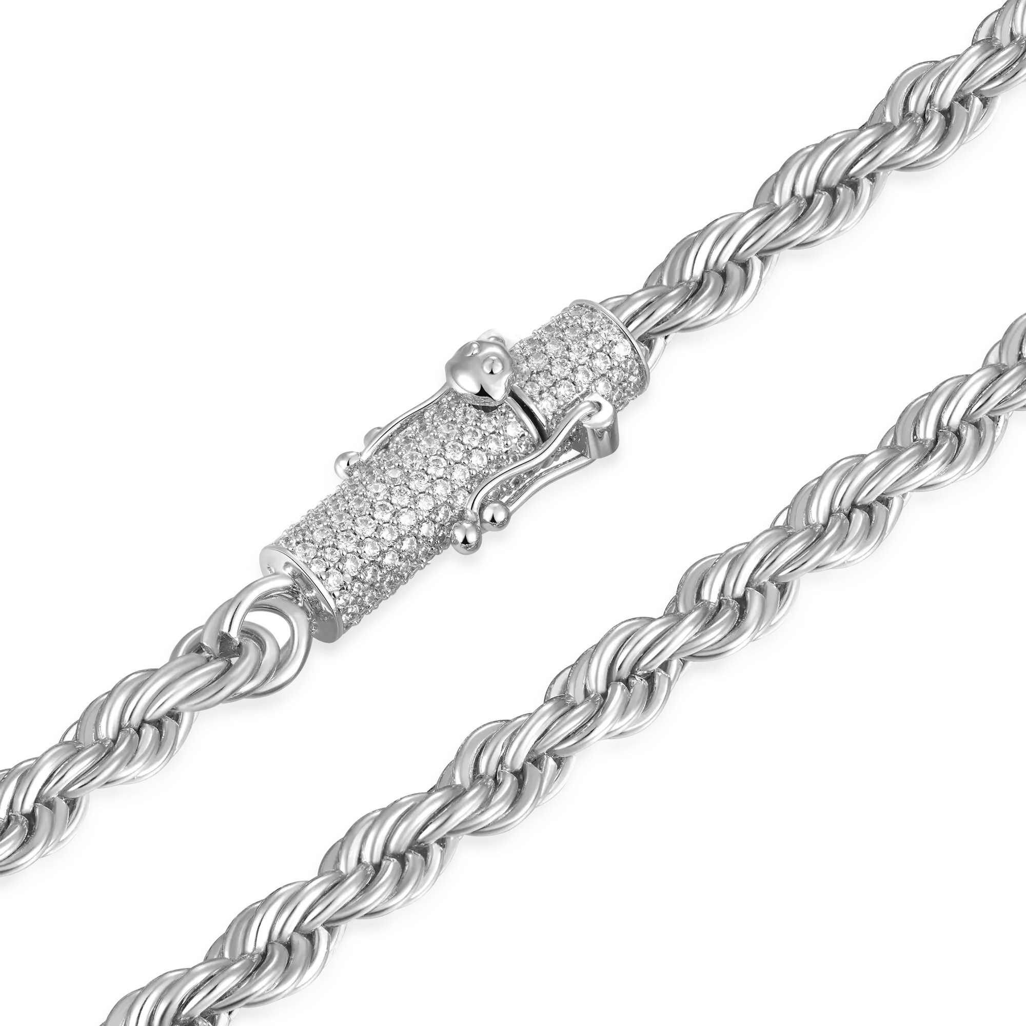 Rope Chain With Iced Clasp - 6mm