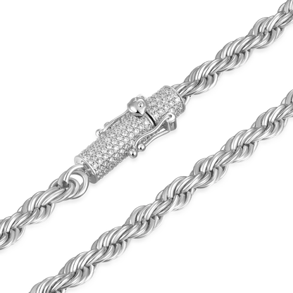 Rope Chain With Iced Clasp - 6mm