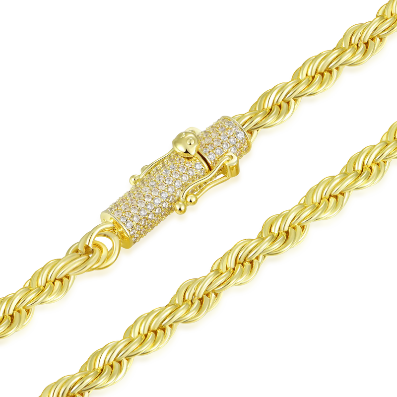 Moissanite Rope Chain With Iced Clasp - 6mm - APORRO