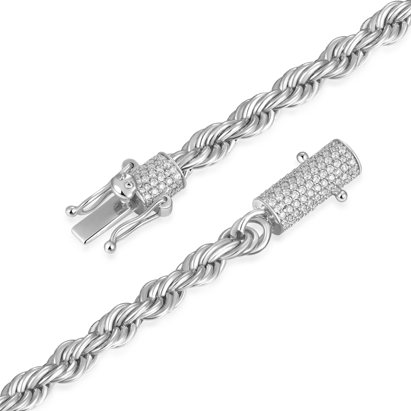 Moissanite Rope Chain With Iced Clasp - 6mm - APORRO