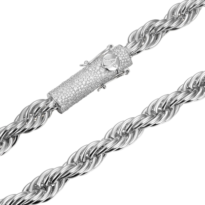 S925 Rope Chain With Moissanite Clasp - 10mm