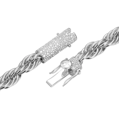 S925 Rope Chain With Moissanite Clasp - 10mm