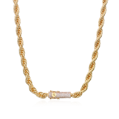 S925 Rope Chain With Moissanite Clasp - 10mm