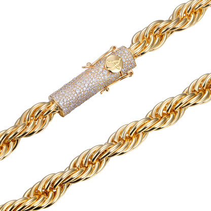 S925 Rope Chain With Moissanite Clasp - 10mm