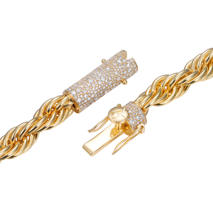 S925 Rope Chain With Moissanite Clasp - 10mm