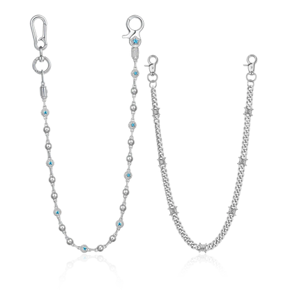 LaFlare Ball & Thorned Cuban Wallet Chain Bundle