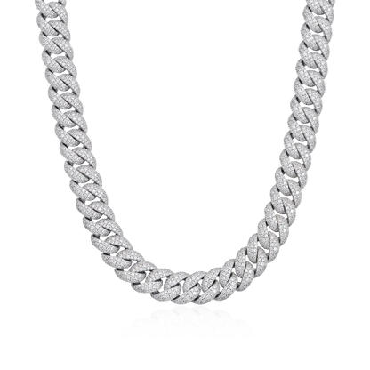 Moissanite Round Cut Cuban Link Chain - 12mm