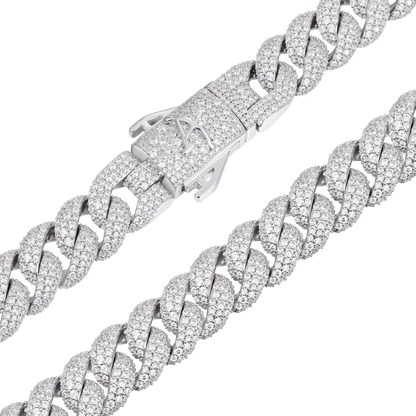 Moissanite Round Cut Cuban Link Chain - 12mm