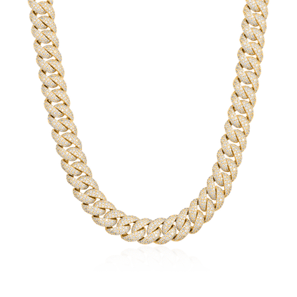 Moissanite Round Cut Cuban Link Chain - 12mm