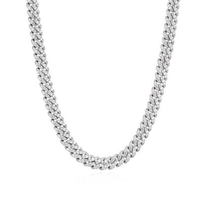 Moissanite Micro Round Cut Cuban Link Chain - 8mm