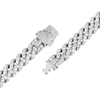 Moissanite Micro Round Cut Cuban Link Chain - 8mm