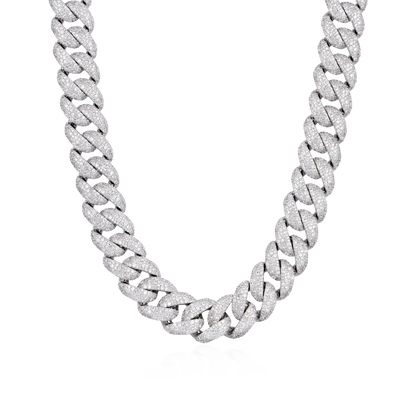 Moissanite Round Cut Cuban Link Chain - 19mm