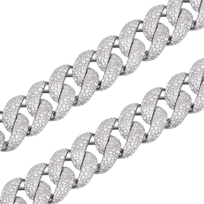Moissanite Round Cut Cuban Link Chain - 19mm