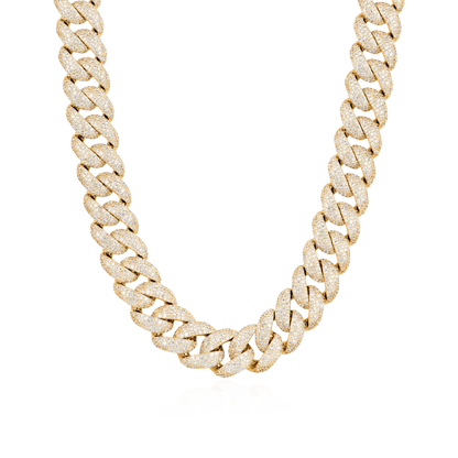 Moissanite Round Cut Cuban Link Chain - 19mm