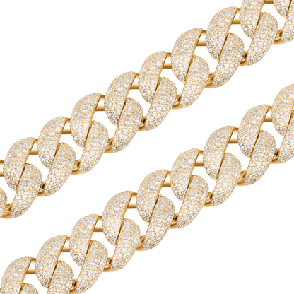 Moissanite Round Cut Cuban Link Chain - 19mm