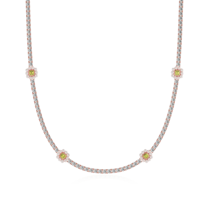 Women's Halo Pearl Canary Tennis Chain - 4mm