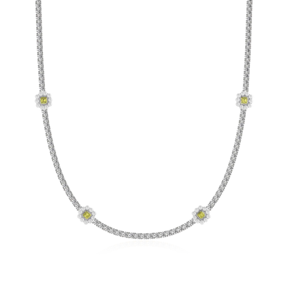Women's Halo Pearl Canary Tennis Chain - 4mm