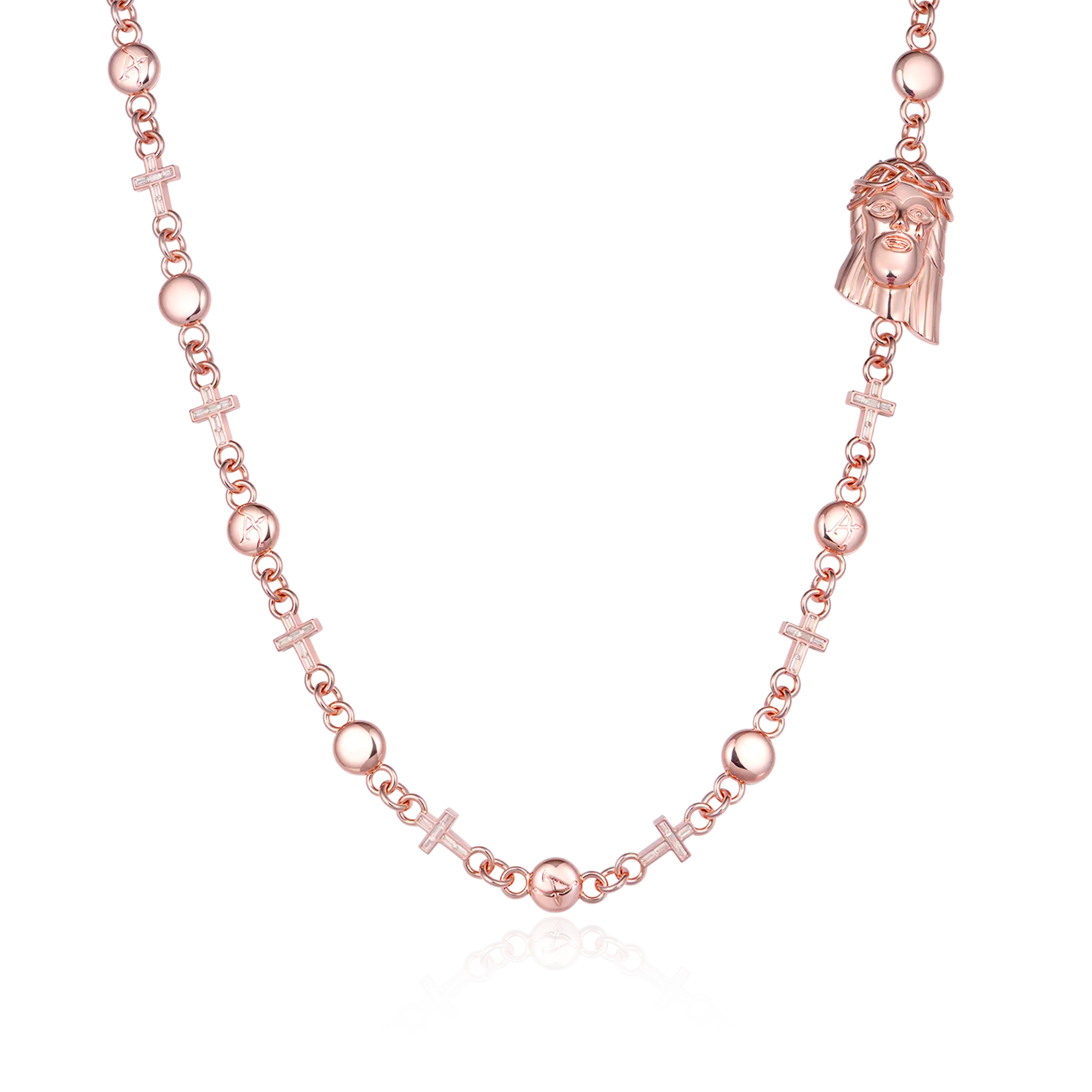 Cadena para billetera con cruz de Jesús - Oro rosa