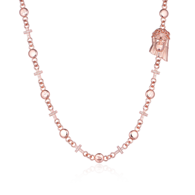 Cadena para billetera con cruz de Jesús - Oro rosa