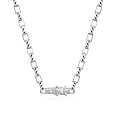Paper Clip Chain With Iced Marquise & Pear Cut Clasp - 8mm
