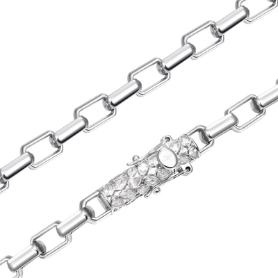 Paper Clip Chain With Iced Marquise & Pear Cut Clasp - 8mm