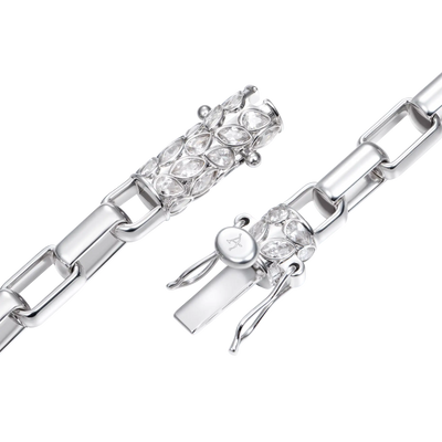 Paper Clip Chain With Iced Marquise & Pear Cut Clasp - 8mm