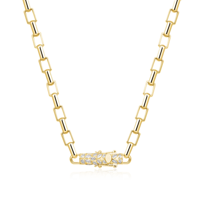 Paper Clip Chain With Iced Marquise & Pear Cut Clasp - 8mm