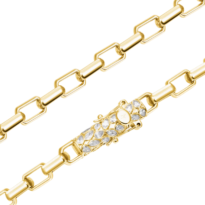 Paper Clip Chain With Iced Marquise & Pear Cut Clasp - 8mm