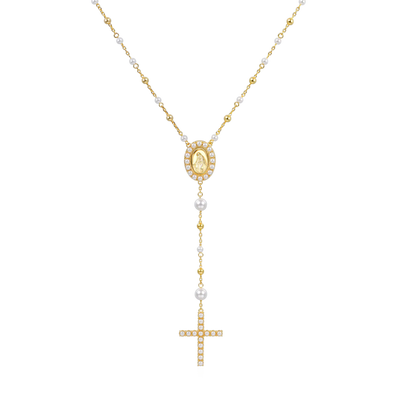 Collar Rosario Virgen María Pura Perla
