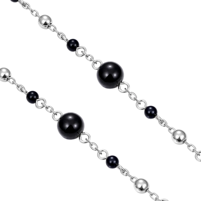 Midnight Pearl Virgin Mary Rosary Necklace