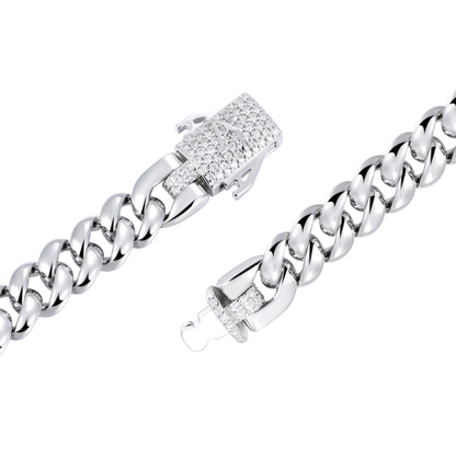 Plain Gold Cuban Link Chain With Moissanite Clasp - 8mm