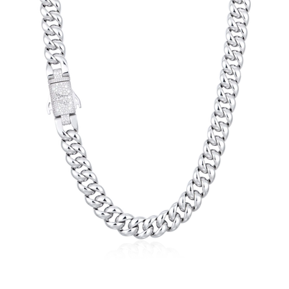 Plain Gold Cuban Link Chain With Moissanite Clasp - 12mm