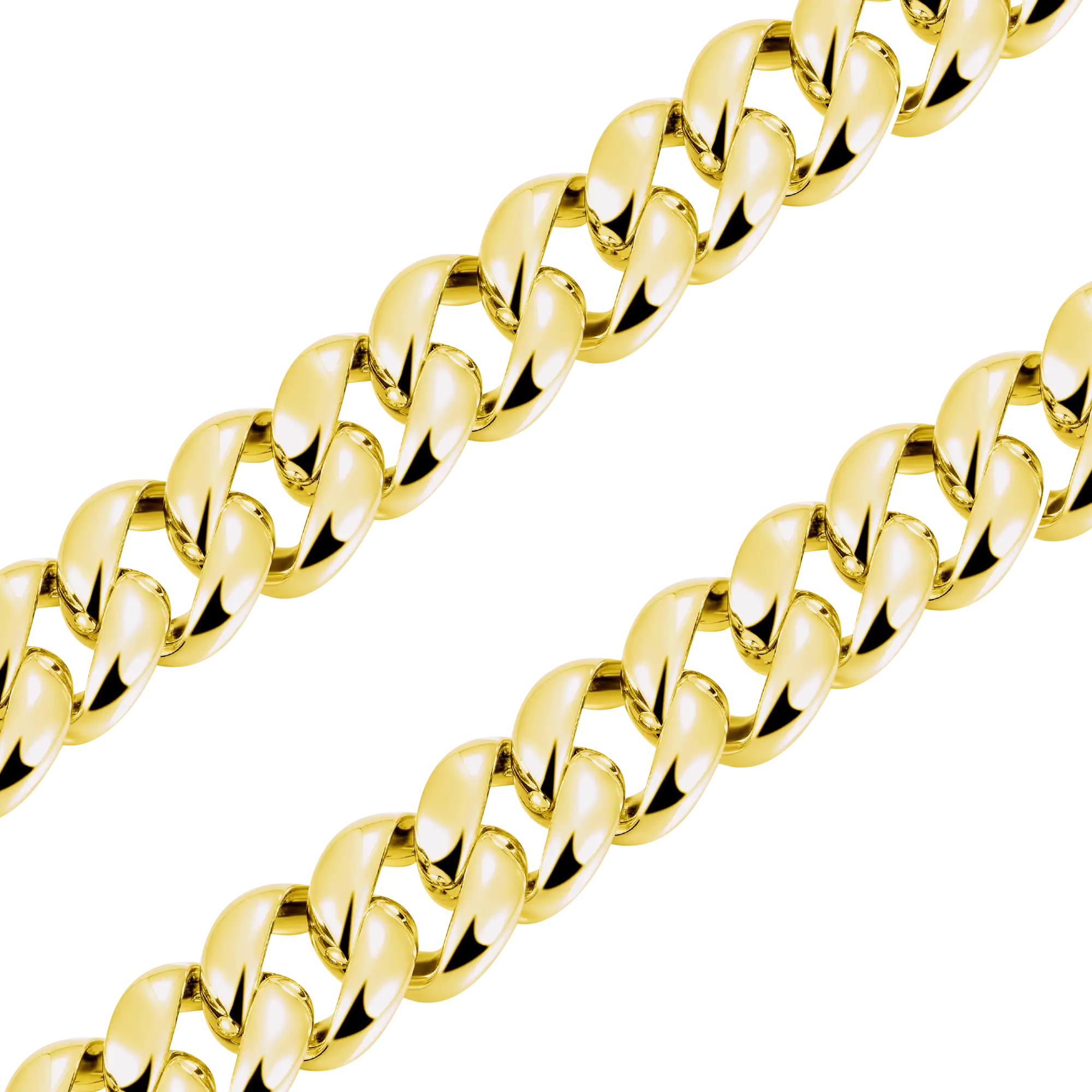 Plain Gold Cuban Link Chain With Moissanite Clasp - 12mm