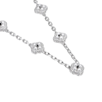 Pearl Clover Station Necklace