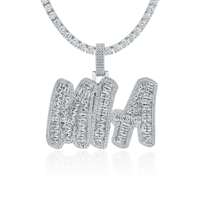 Custom Emerald Cut Romantic Font Pendant