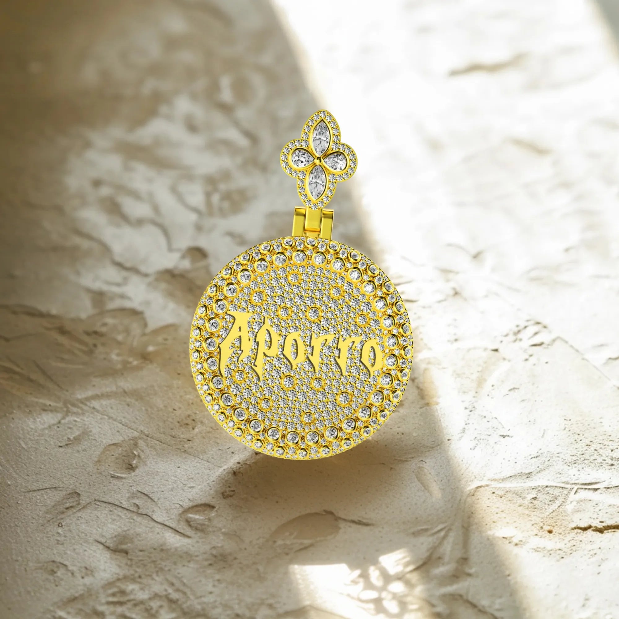 Custom Full Iced Round Bezel Set Pendant
