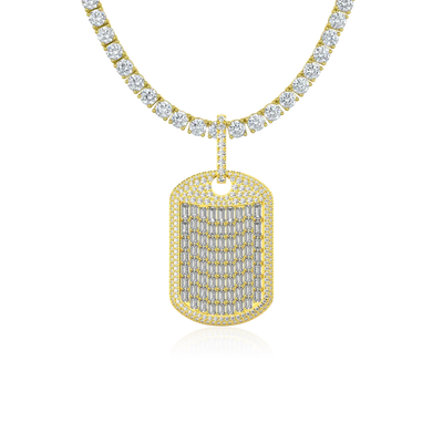 Custom Iced Out Baguette Cut Dog Tag Pendant
