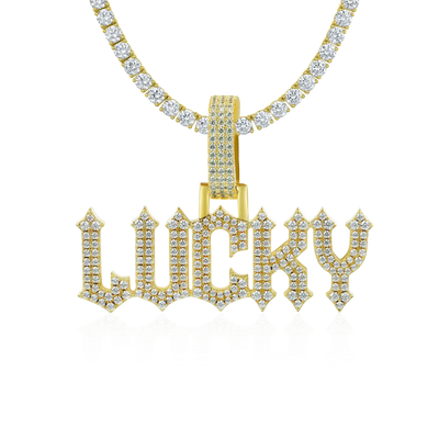 Custom Moissanite Gothic Name Pendant