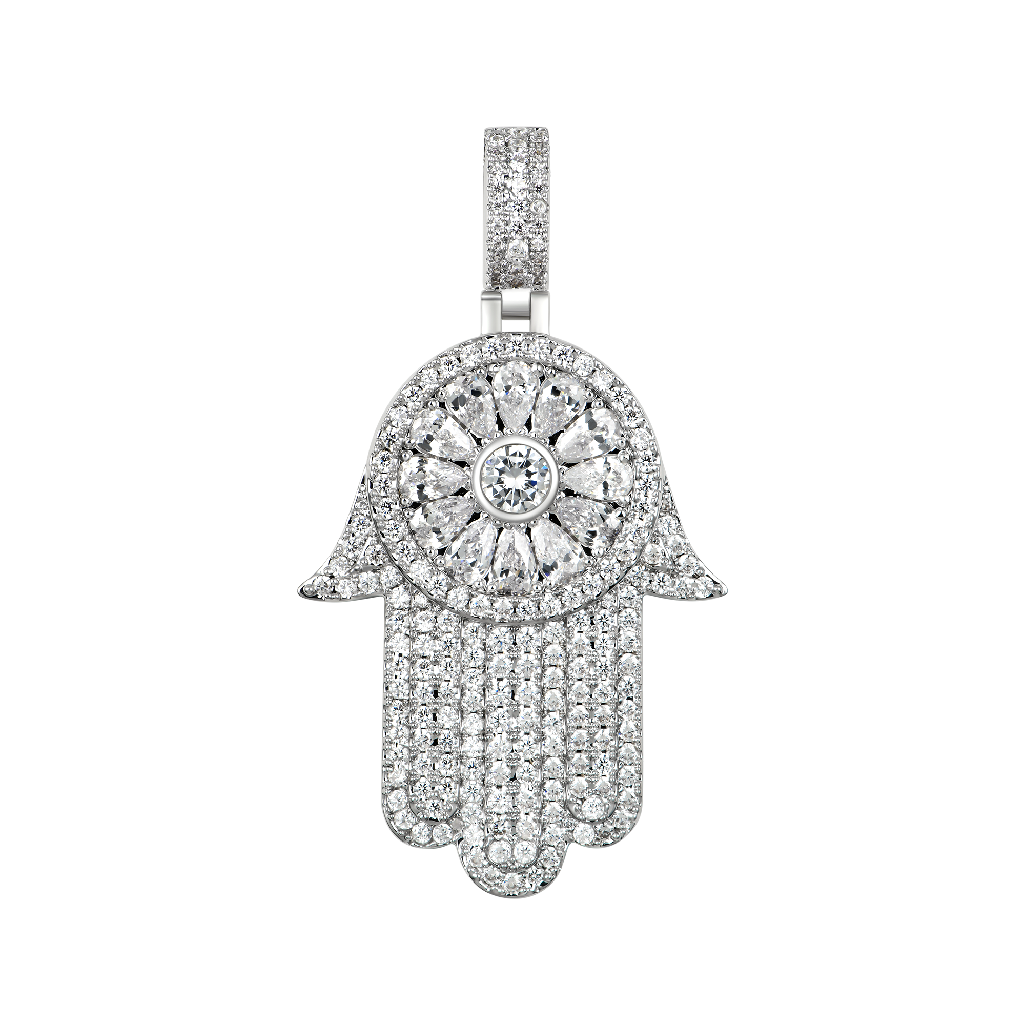 Women's Iced Lucky Hamsa Pendant