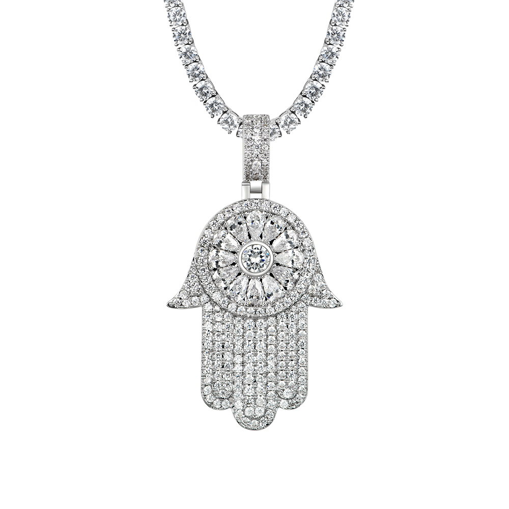 Women's Iced Lucky Hamsa Pendant