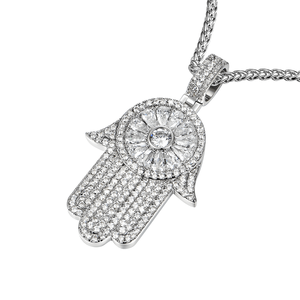 Women's Iced Lucky Hamsa Pendant