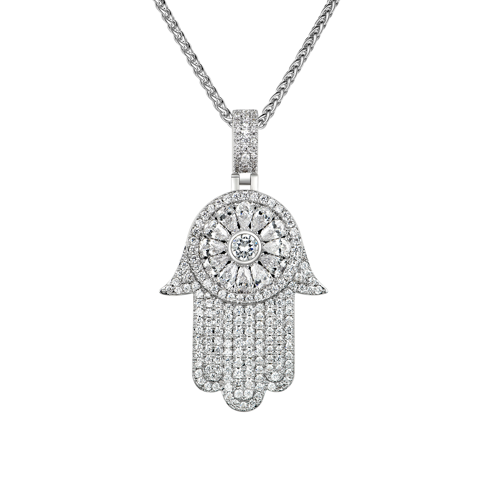 Women's Iced Lucky Hamsa Pendant