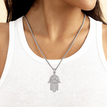 Women's Iced Lucky Hamsa Pendant