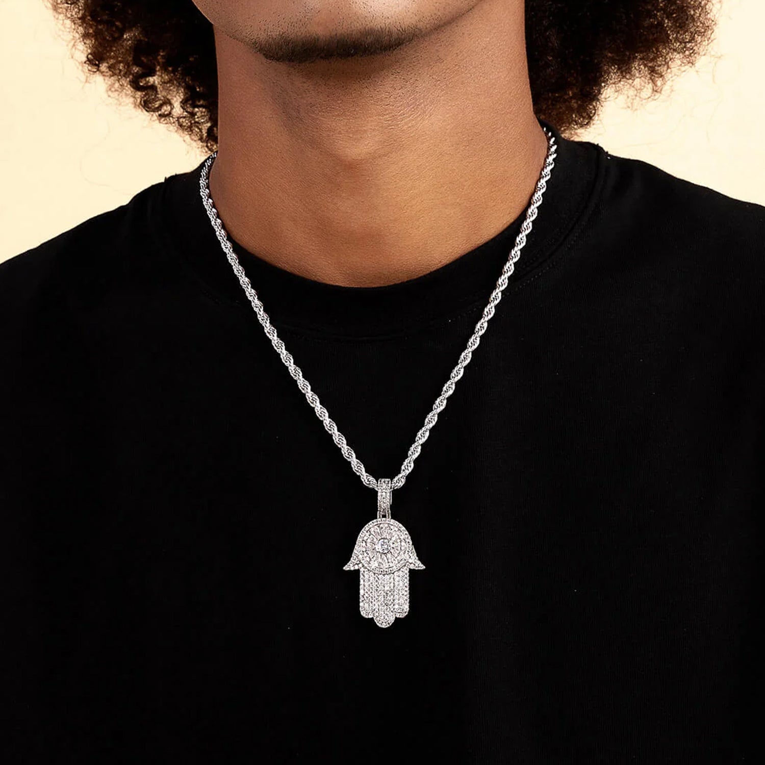 Iced Lucky Hamsa Pendant