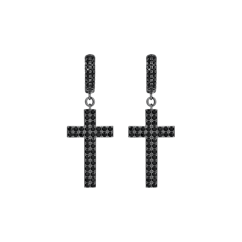 Pendientes de cruz en plata de ley 925 (con dos hileras Gemas) - APORRO