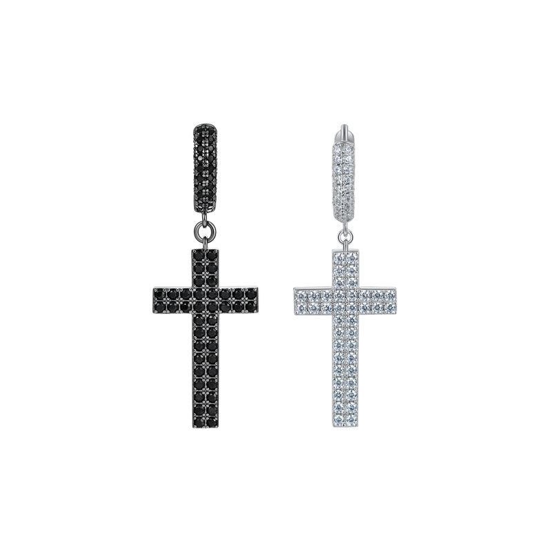 Cross Earring (with Two-Row Gems) - APORRO