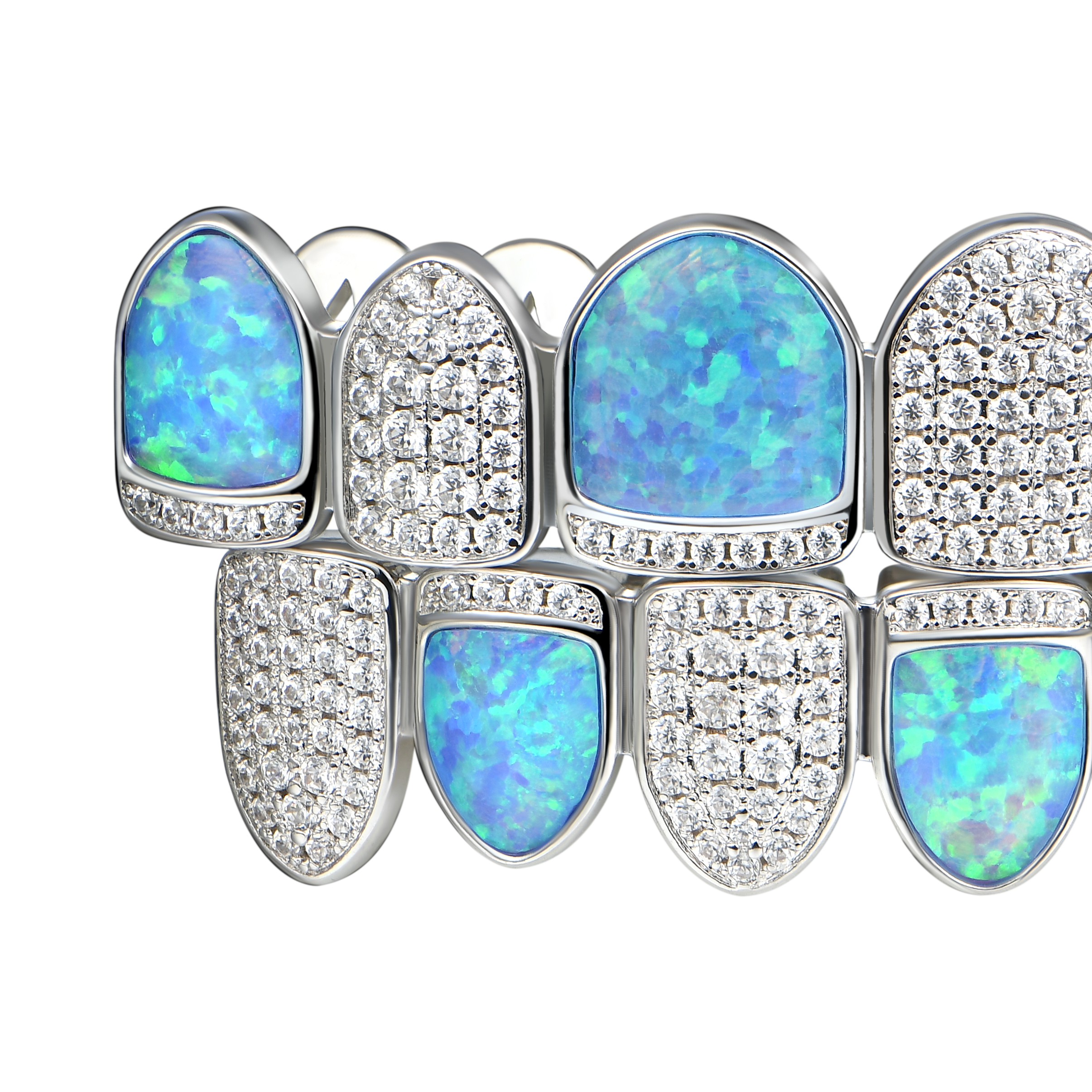 Grillz Opal a sei denti prefabbricati