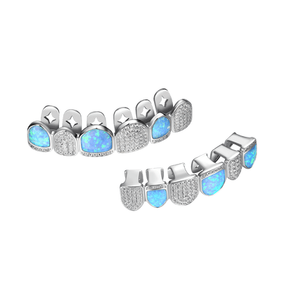 Grillz Opal a sei denti prefabbricati