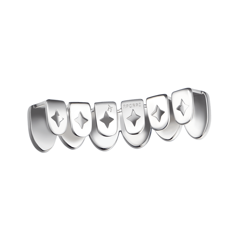 Opal Grillz a sei denti prefabbricati - Denti Grillz argentati per uomo e donna - APORRO